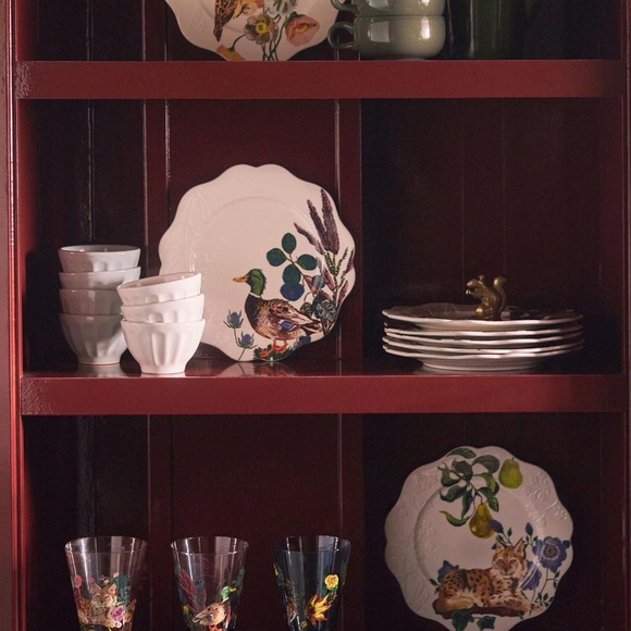 NWT Set/4 Anthropologie  Nathalie Lete Marais White Wine Glass Goblets Lynx - Picture 4 of 4